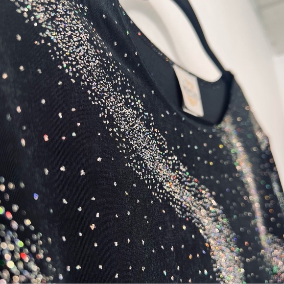 Vintage 1990s 1980s Black Rainbow Glitter Shirt XL - Picture 6 of 14